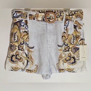 Joie High Waist Women's Shorts - Blue and Gold Floral
